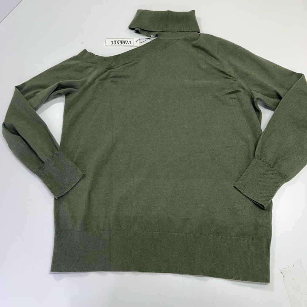 L'Agence Easton One Shoulder Sweater New with Tags Size Large Dark Green - Picture 15 of 16